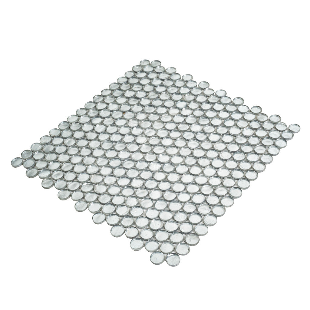 Silver 12 x 12 Glossy Glass Mosaic Tile