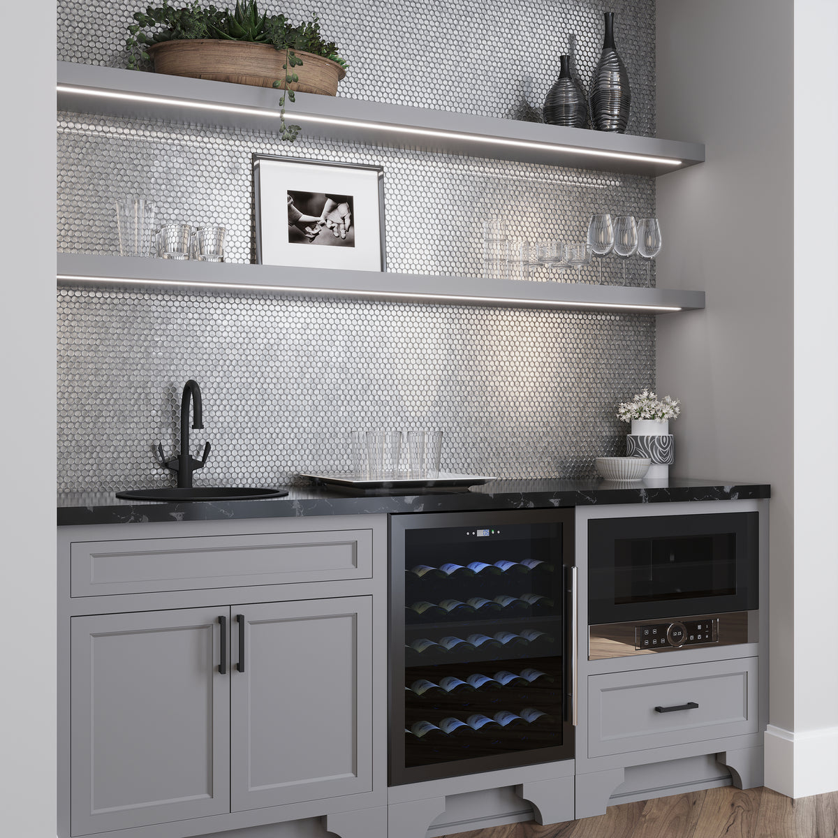 Silver 12 x 12 Glossy Penny Glass Mosaic Tile