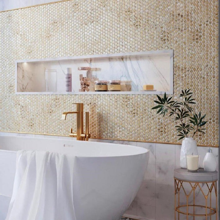 Gold 12 x 12 Glossy Glass Mosaic Tile