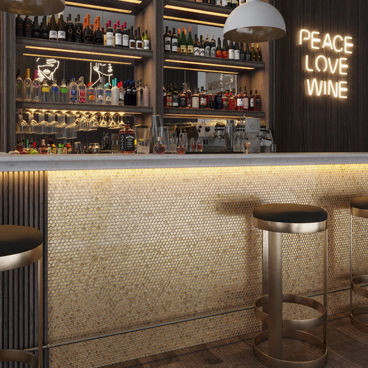 Gold 12 x 12 Glossy Glass Mosaic Tile - Sample