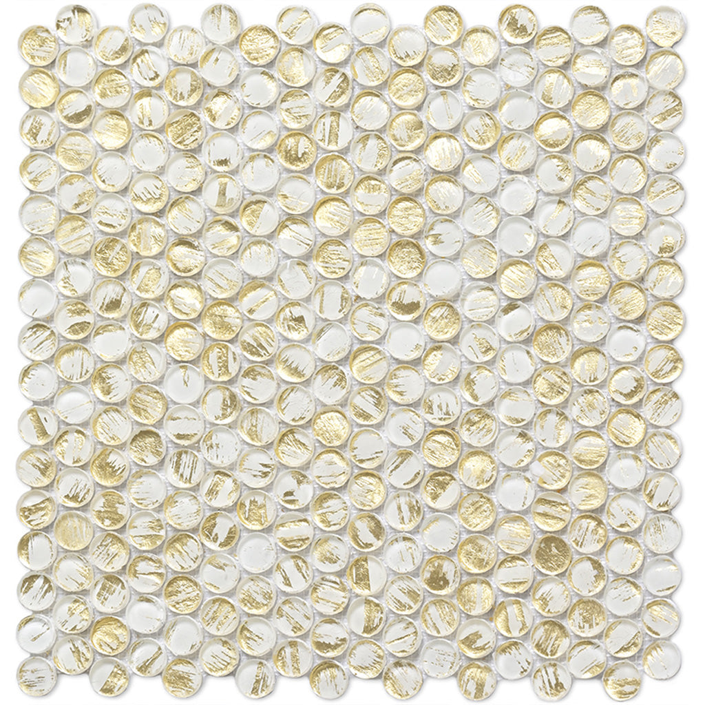 White and Gold 12 x 12 Glossy Glass Mosaic Tile