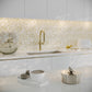 White and Gold 12 x 12 Glossy Penny Glass Mosaic Tile