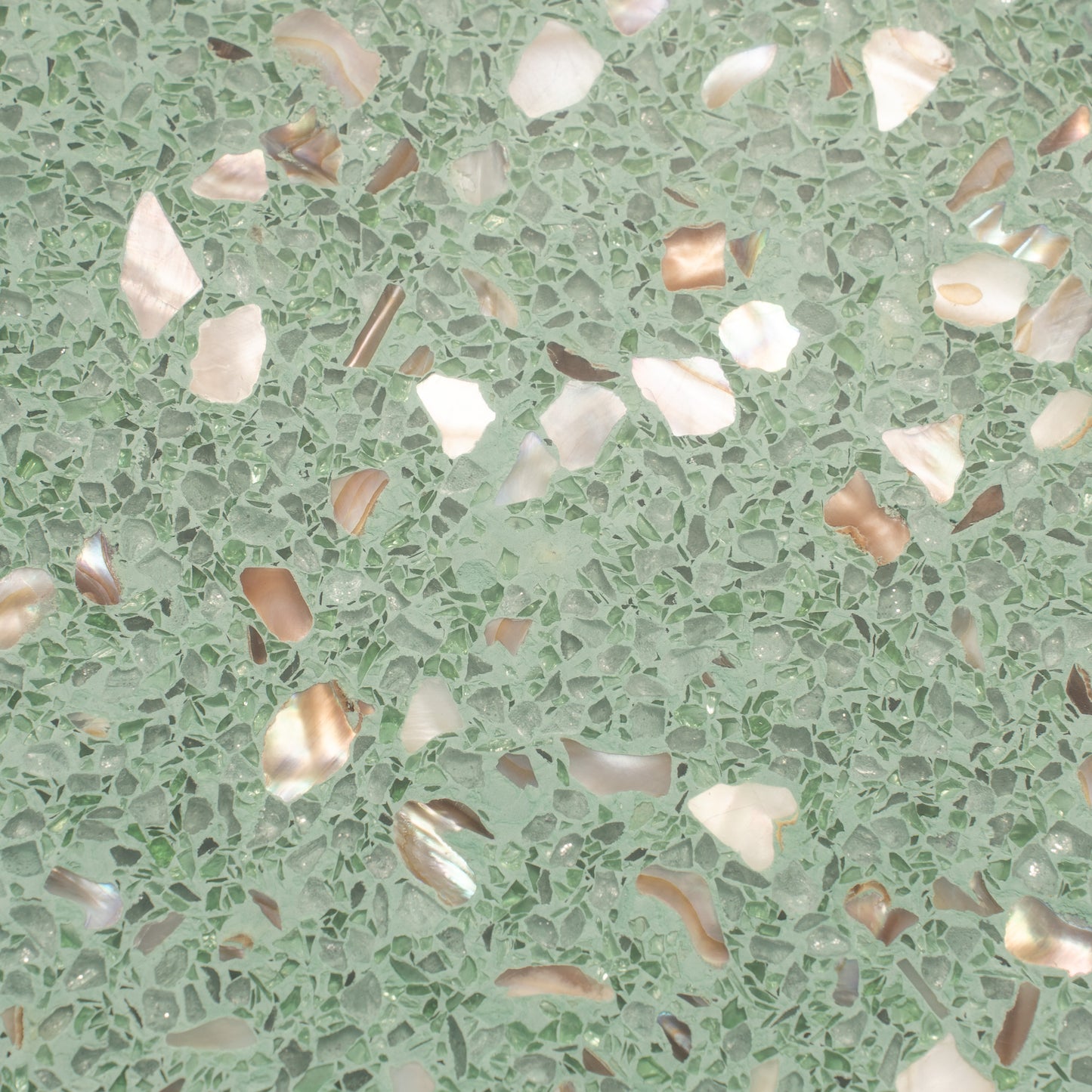 Mint Green with Copper flecks 9x8 Glossy Shell, Terrazzo Hexagon Tile