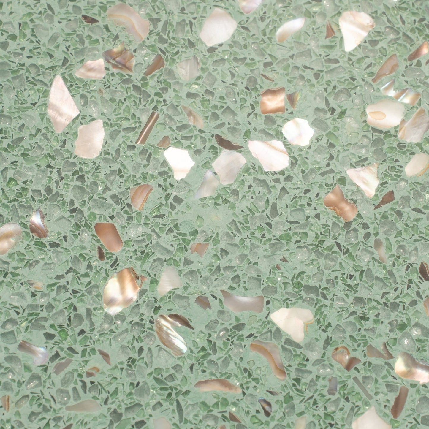 Mint Green with Copper flecks 9x8 Glossy Shell, Terrazzo Hexagon Tile - Sample