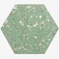 Mint Green with Copper flecks 9x8 Glossy Shell, Terrazzo Hexagon Tile