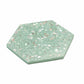 Mint Green with Copper flecks 9x8 Glossy Shell, Terrazzo Hexagon Tile - Sample