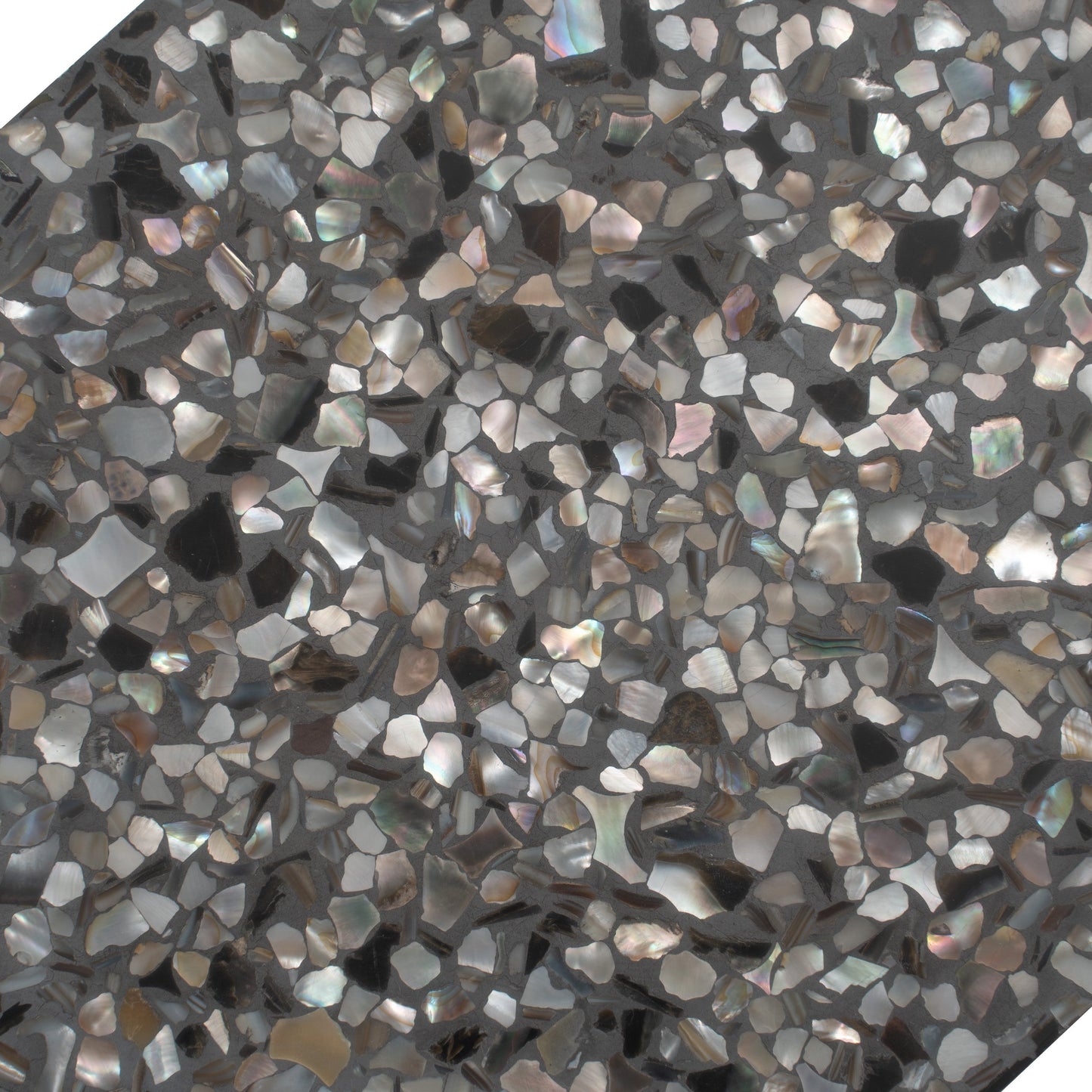 Black with Amber Pearl flecks 9x8 Glossy Shell, Terrazzo Hexagon Tile - Sample