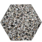 Black with Amber Pearl flecks 9x8 Glossy Shell, Terrazzo Hexagon Tile