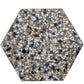 Black with Amber Pearl flecks 9x8 Glossy Shell, Terrazzo Hexagon Tile - Sample