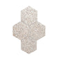 Ivory White with Copper flecks 9x8 Glossy Shell, Terrazzo Hexagon Tile