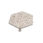 Ivory White with Copper flecks 9x8 Glossy Shell, Terrazzo Hexagon Tile