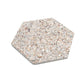 Ivory White with Copper flecks 9x8 Glossy Shell, Terrazzo Hexagon Tile