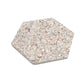 Ivory White with Copper flecks 9x8 Glossy Shell, Terrazzo Hexagon Tile - Sample