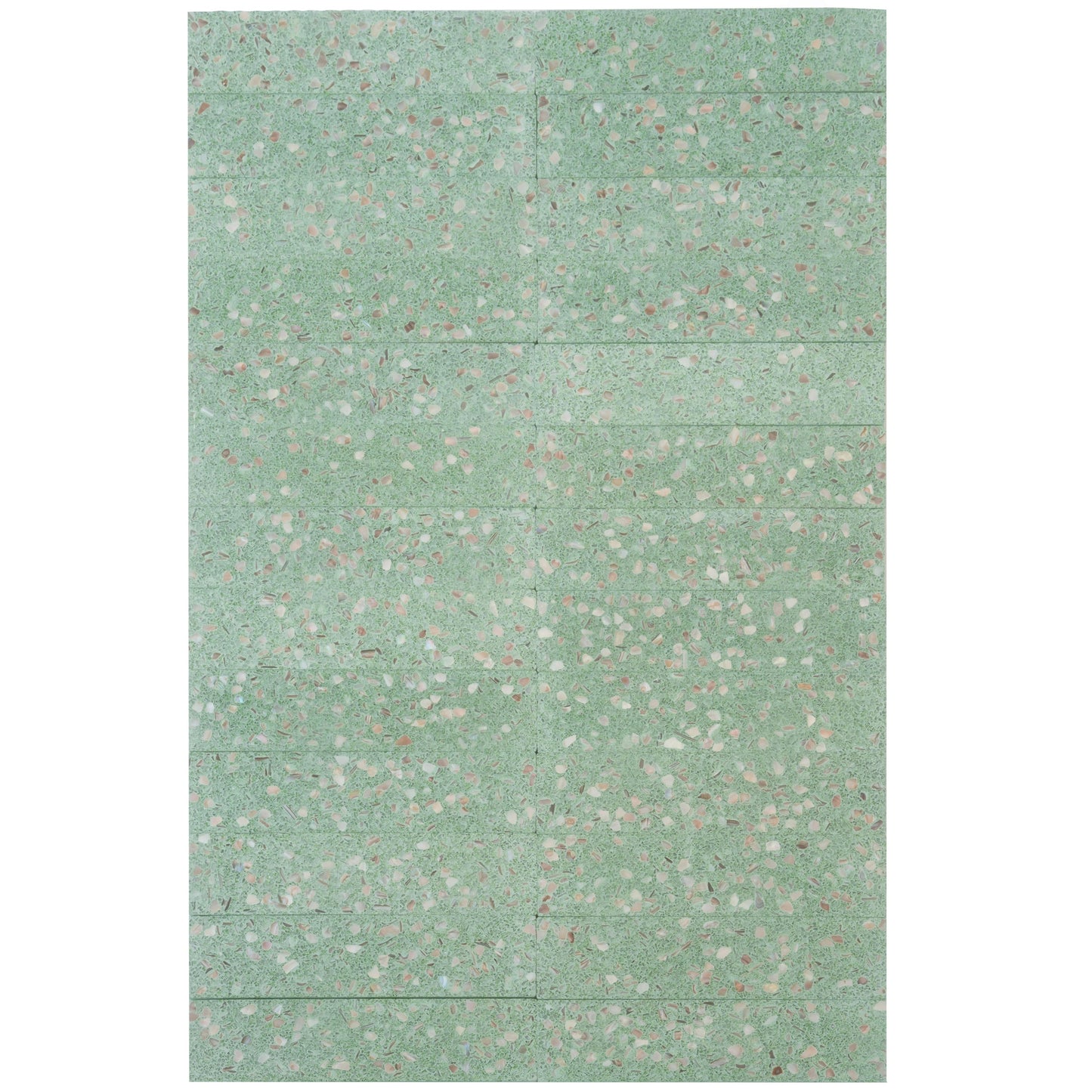 Mint Green with Copper flecks 3x12 Glossy Shell, Terrazzo Elongated Subway Tile  - Sample