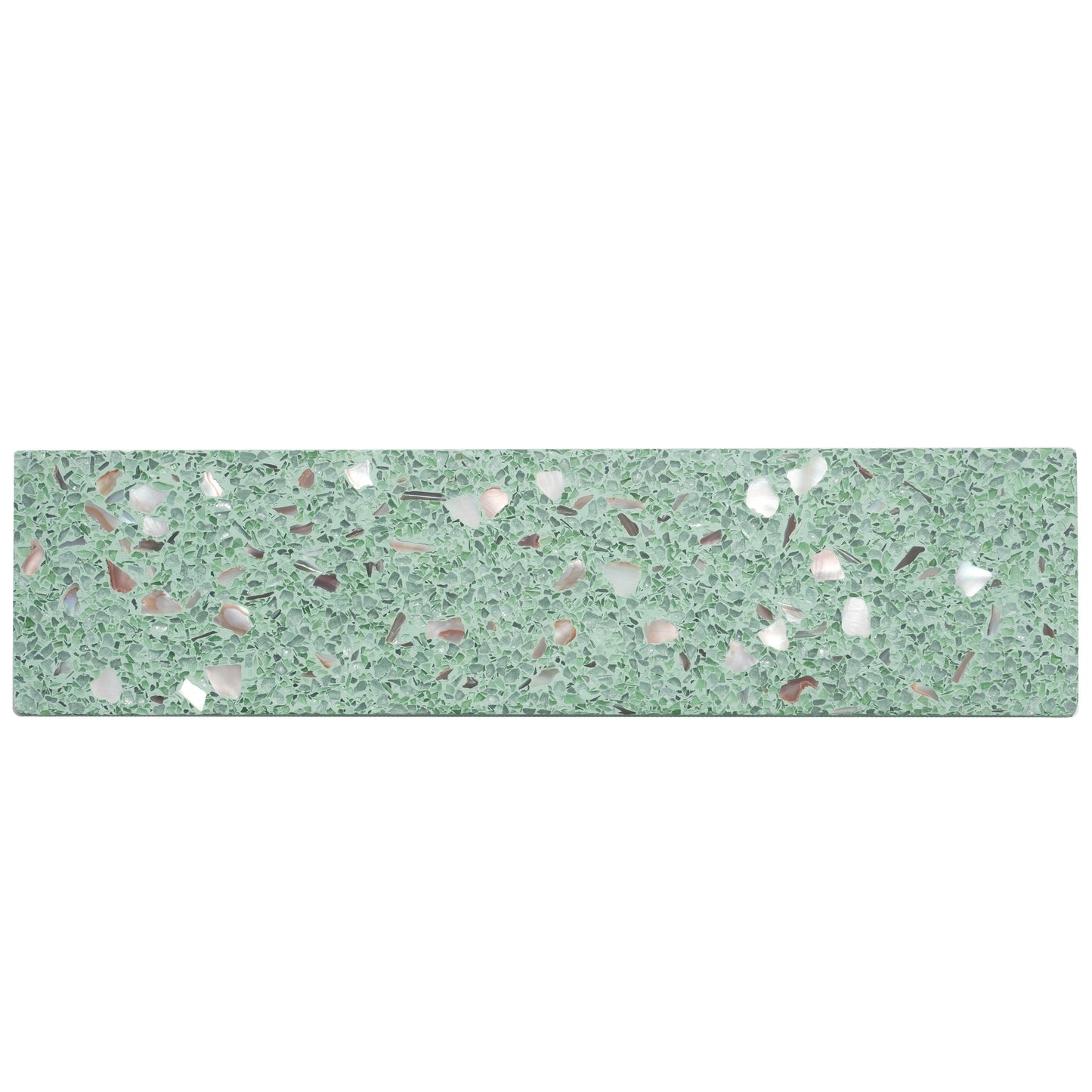 Mint Green with Copper flecks 3x12 Glossy Shell, Terrazzo Elongated Subway Tile  - Sample
