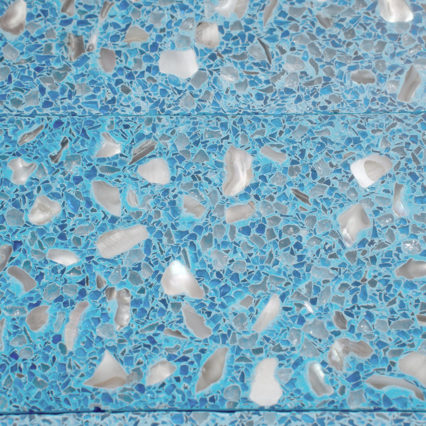 Yosemite Blue with Copper flecks 3x12 Glossy Shell, Terrazzo Elongated Subway Tile