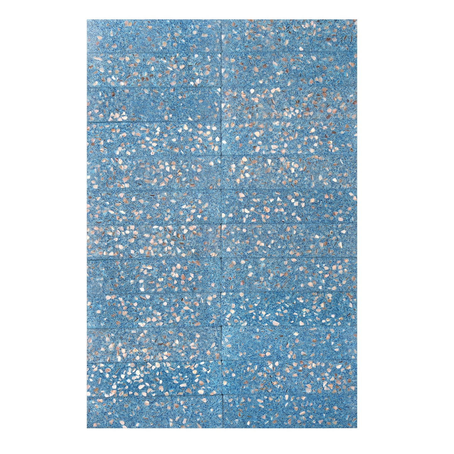 Yosemite Blue with Copper flecks 3x12 Glossy Shell, Terrazzo Elongated Subway Tile