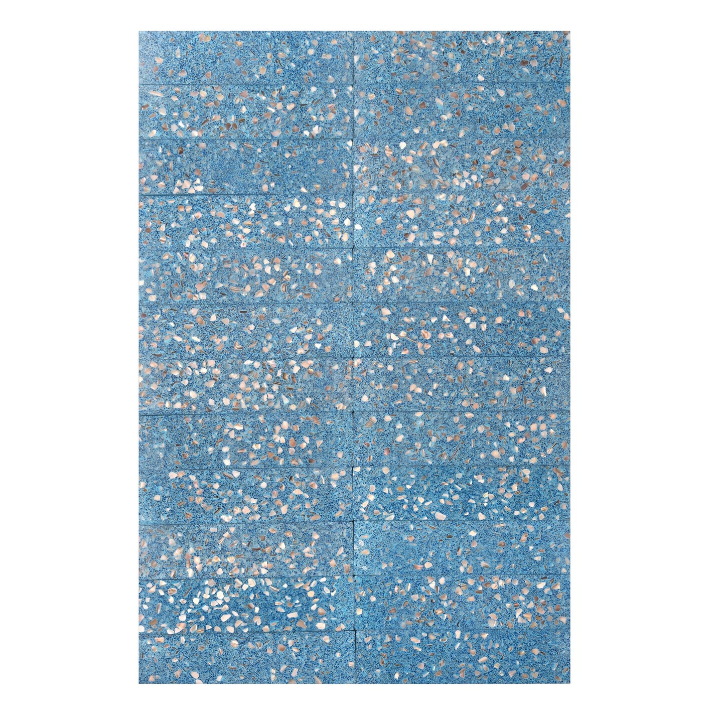 Yosemite Blue with Copper flecks 3x12 Glossy Shell, Terrazzo Elongated Subway Tile  - Sample