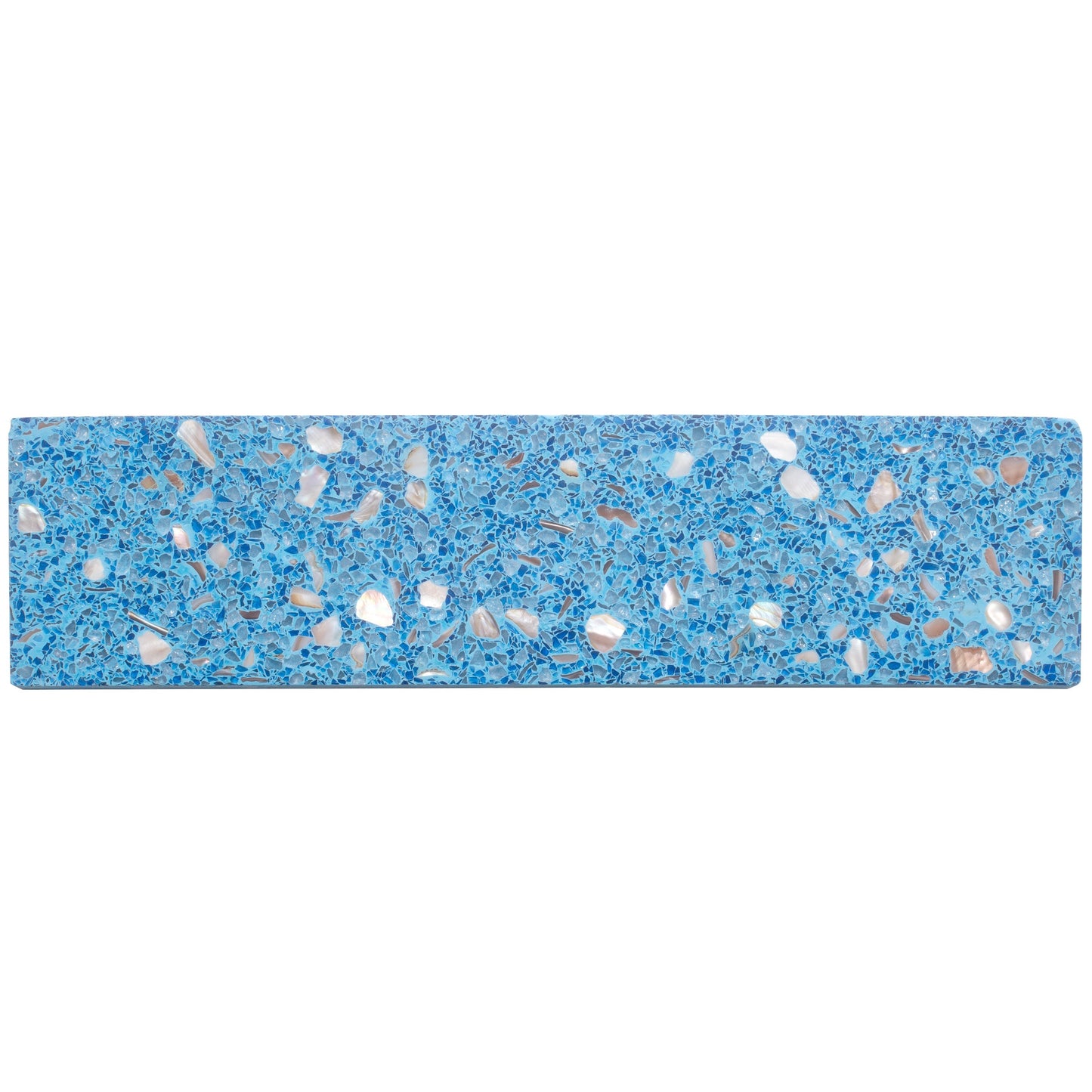 Yosemite Blue with Copper flecks 3x12 Glossy Shell, Terrazzo Elongated Subway Tile  - Sample