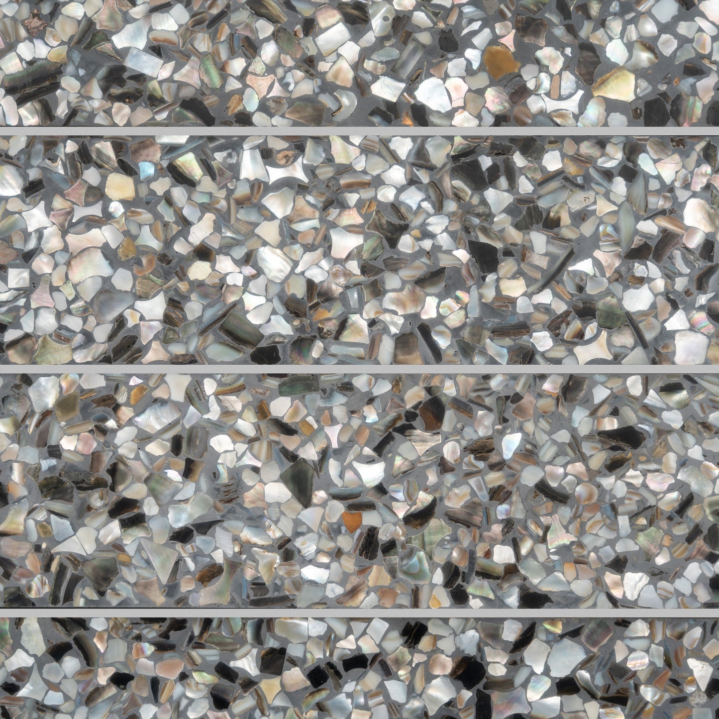 Black with Amber Pearl flecks 3x12 Glossy Shell, Terrazzo Elongated Subway Tile  - Sample