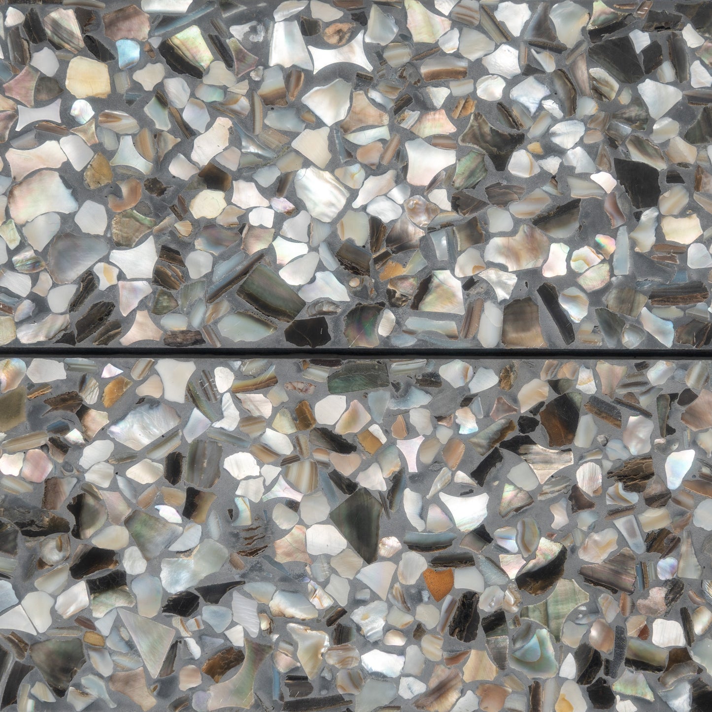 Black with Amber Pearl flecks 3x12 Glossy Shell, Terrazzo Elongated Subway Tile  - Sample