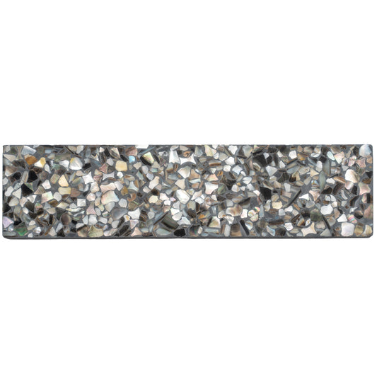 Black with Amber Pearl flecks 3x12 Glossy Shell, Terrazzo Elongated Subway Tile  - Sample