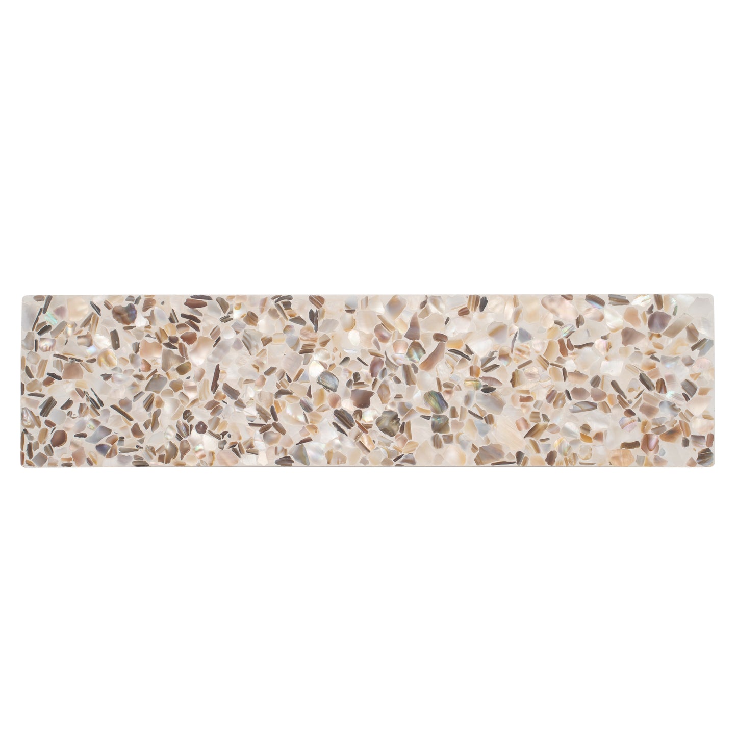 Ivory White with Copper flecks 3x12 Glossy Shell, Terrazzo Elongated Subway Tile
