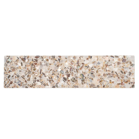 Ivory White with Copper flecks 3x12 Glossy Shell, Terrazzo Elongated Subway Tile  - Sample