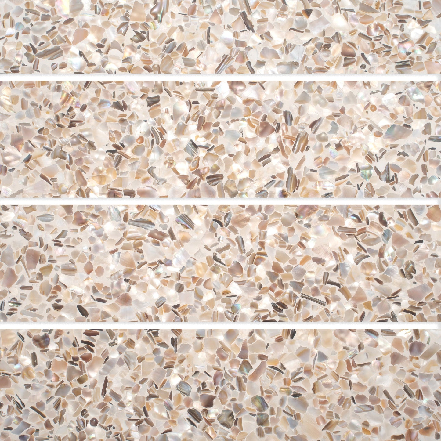 Ivory White with Copper flecks 3x12 Glossy Shell, Terrazzo Elongated Subway Tile  - Sample
