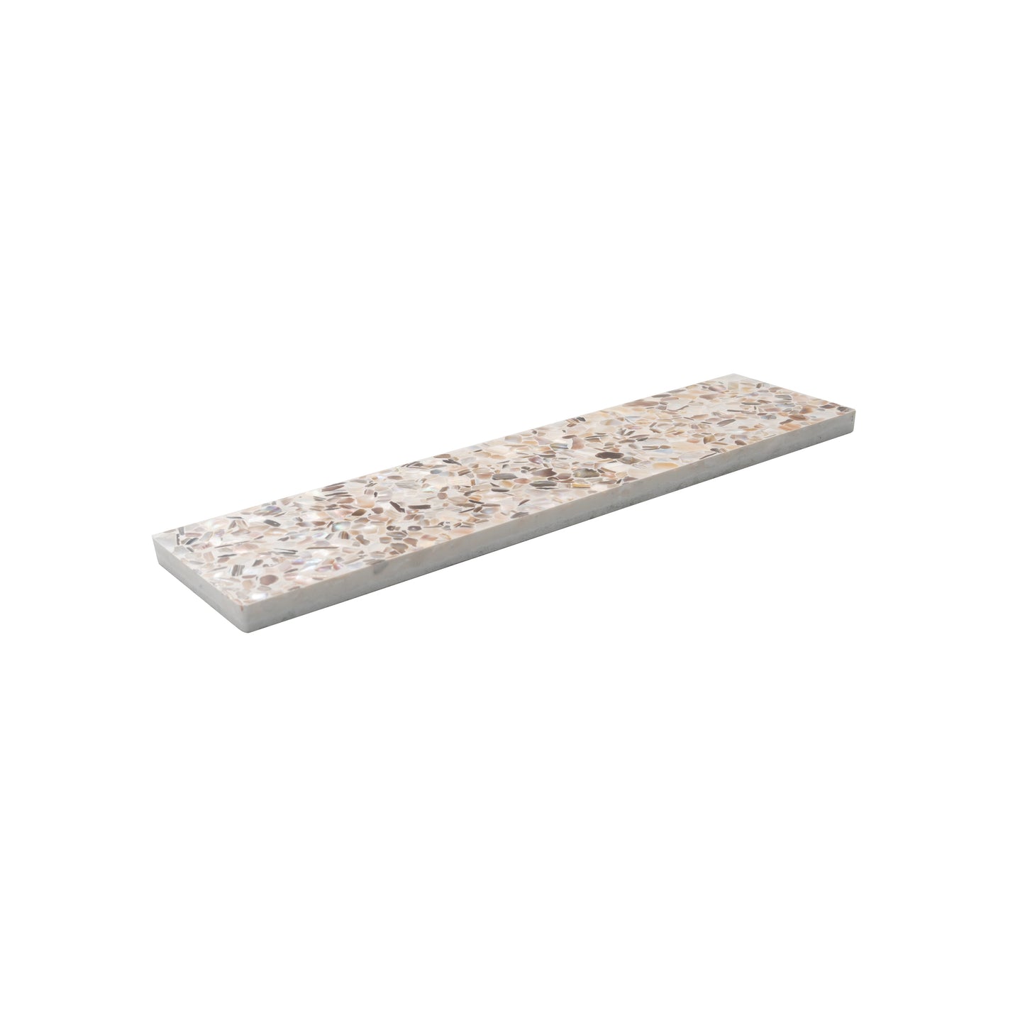 Ivory White with Copper flecks 3x12 Glossy Shell, Terrazzo Elongated Subway Tile