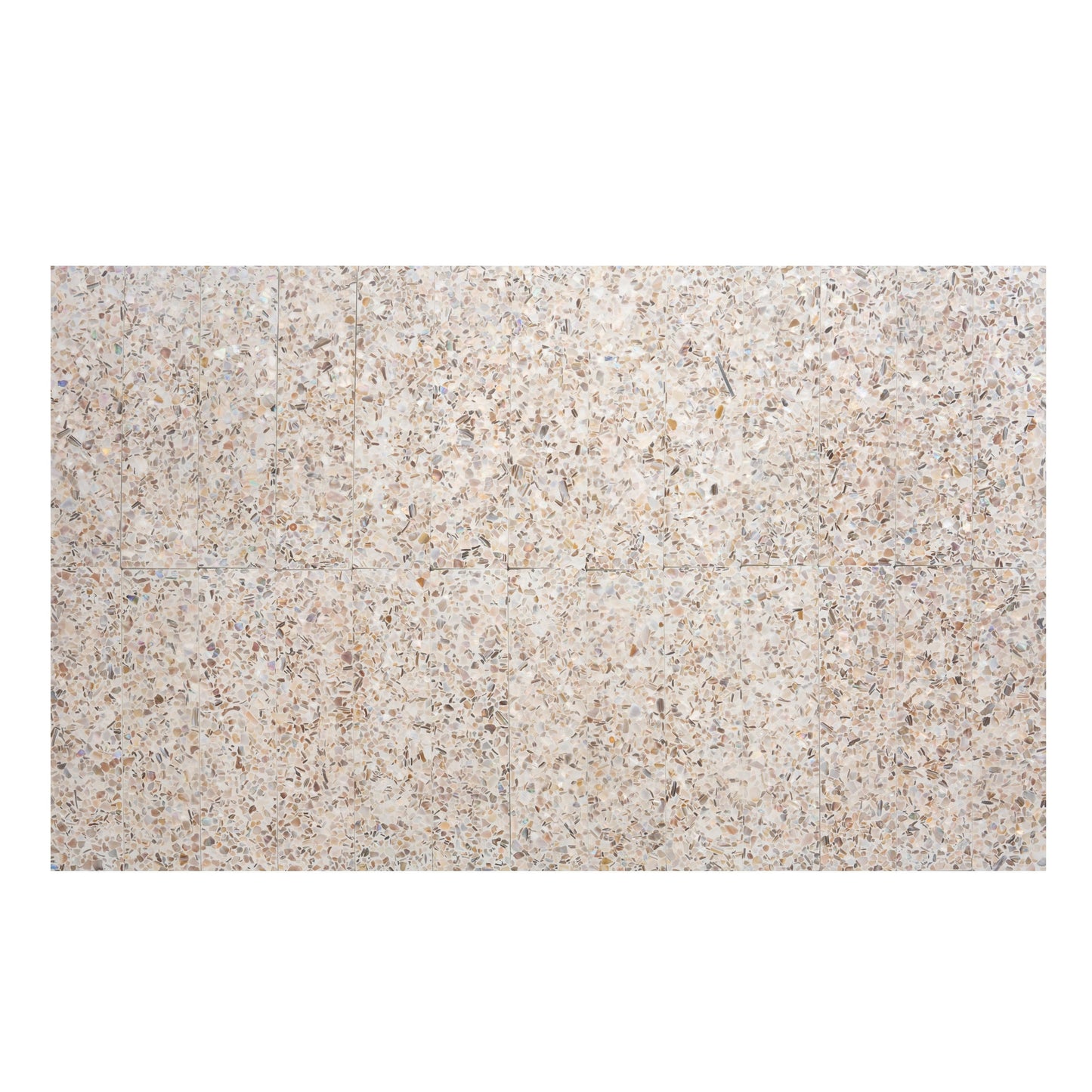 Ivory White with Copper flecks 3x12 Glossy Shell, Terrazzo Elongated Subway Tile  - Sample