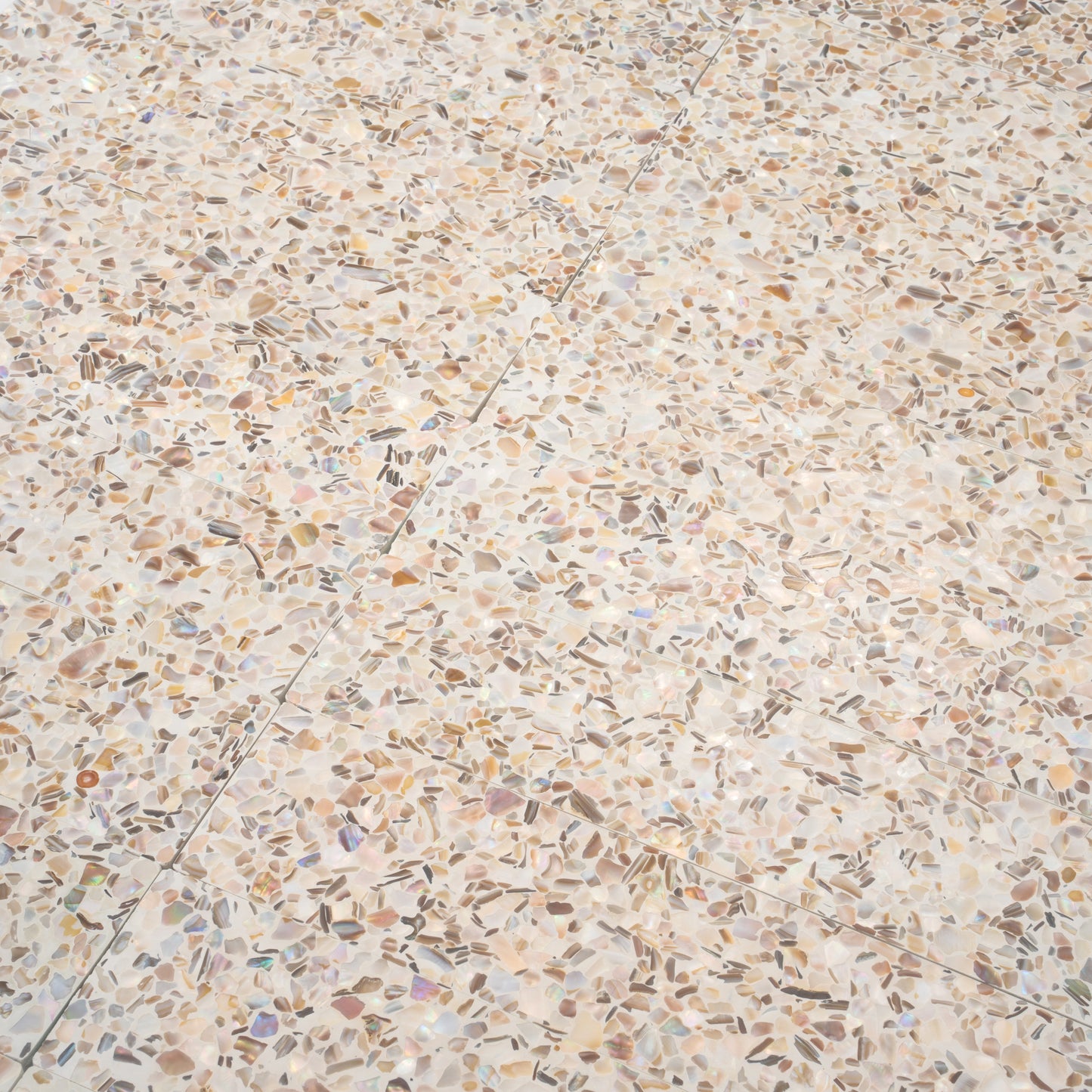 Ivory White with Copper flecks 3x12 Glossy Shell, Terrazzo Elongated Subway Tile