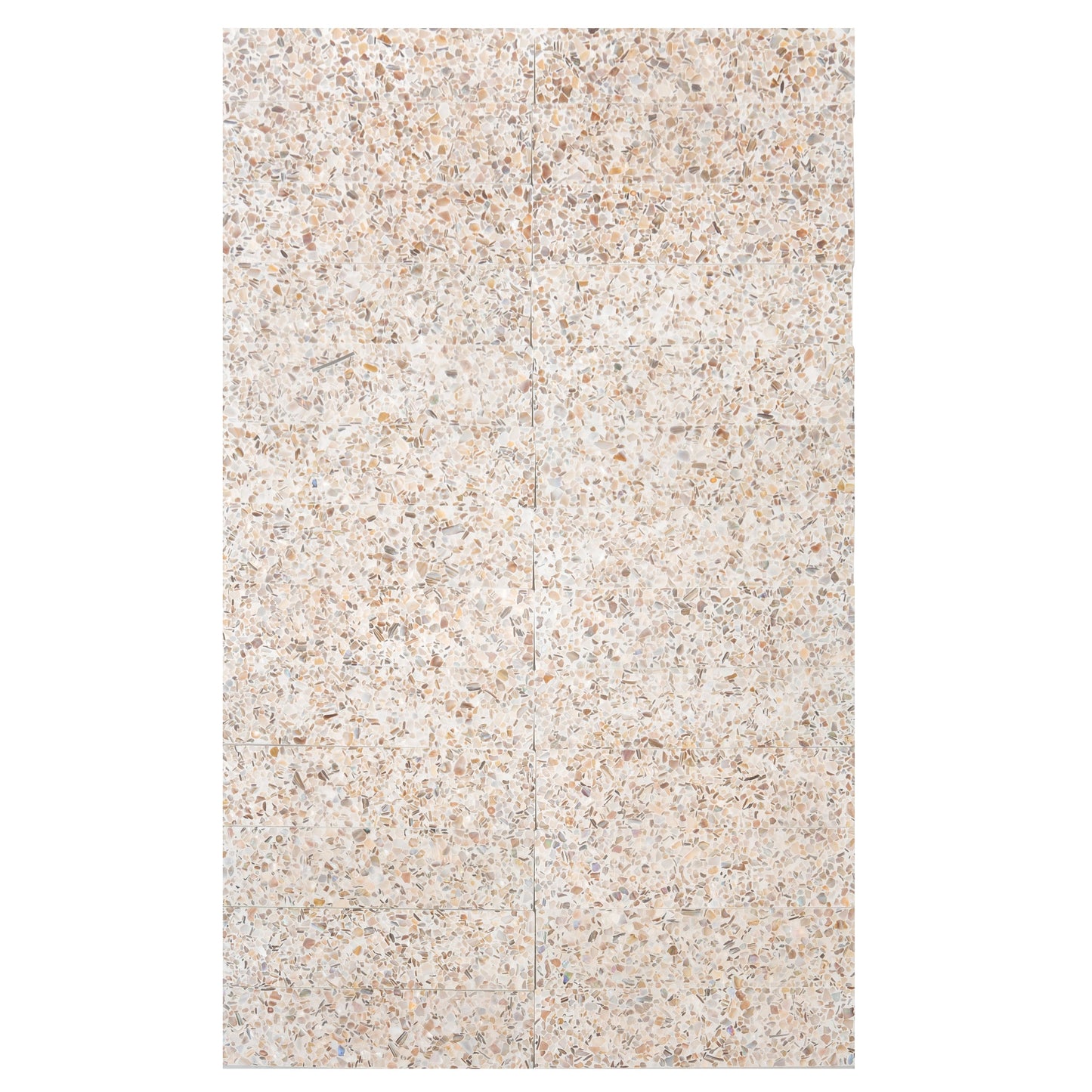 Ivory White with Copper flecks 3x12 Glossy Shell, Terrazzo Elongated Subway Tile  - Sample