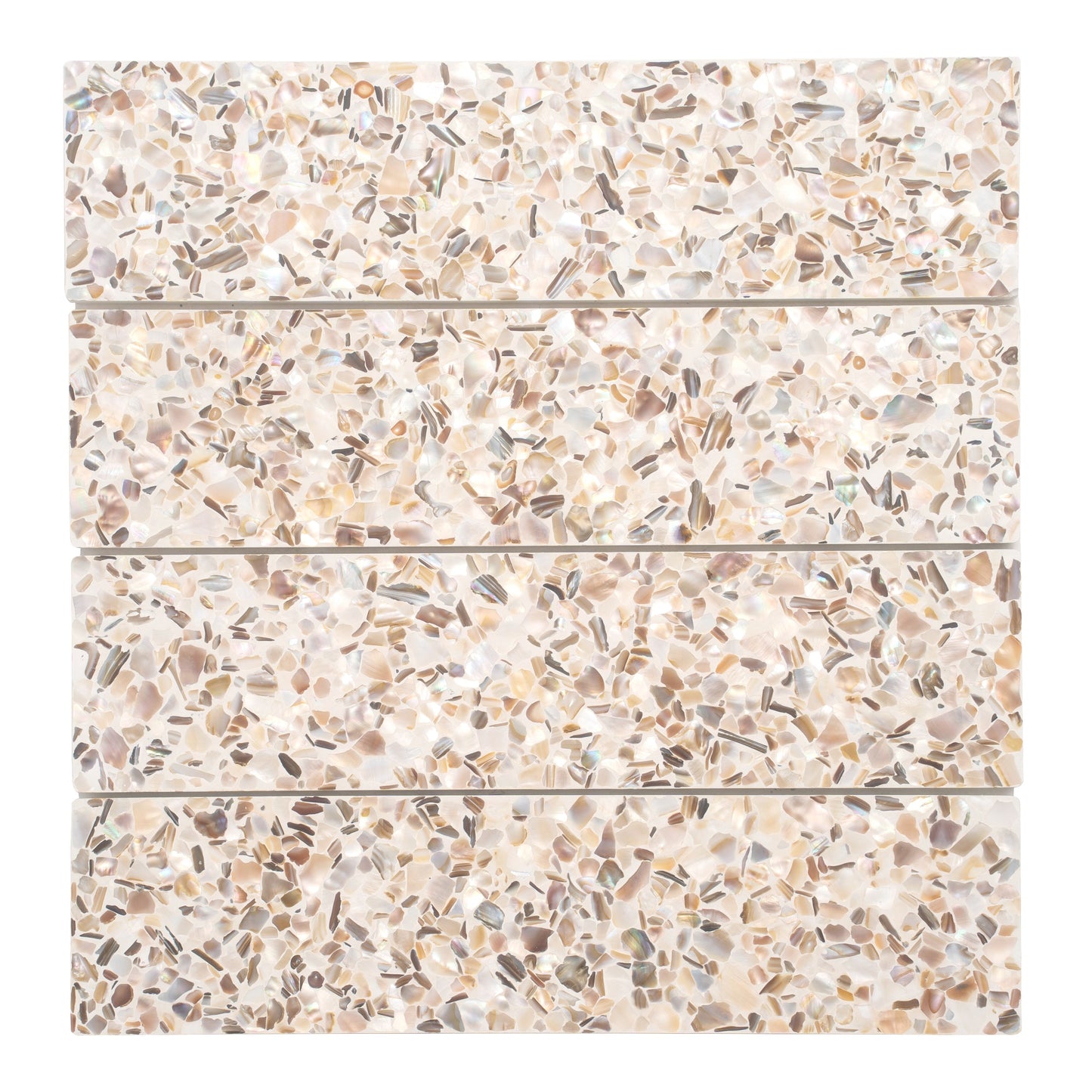 Ivory White with Copper flecks 3x12 Glossy Shell, Terrazzo Elongated Subway Tile  - Sample