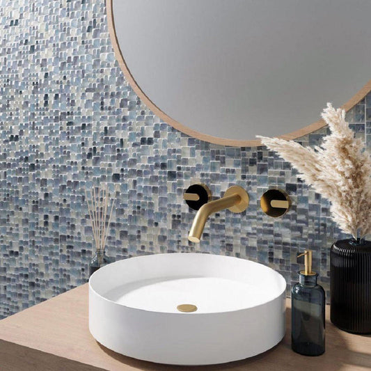 Light Blue 12 x 12 Glossy Glass Mosaic Tile - Sample