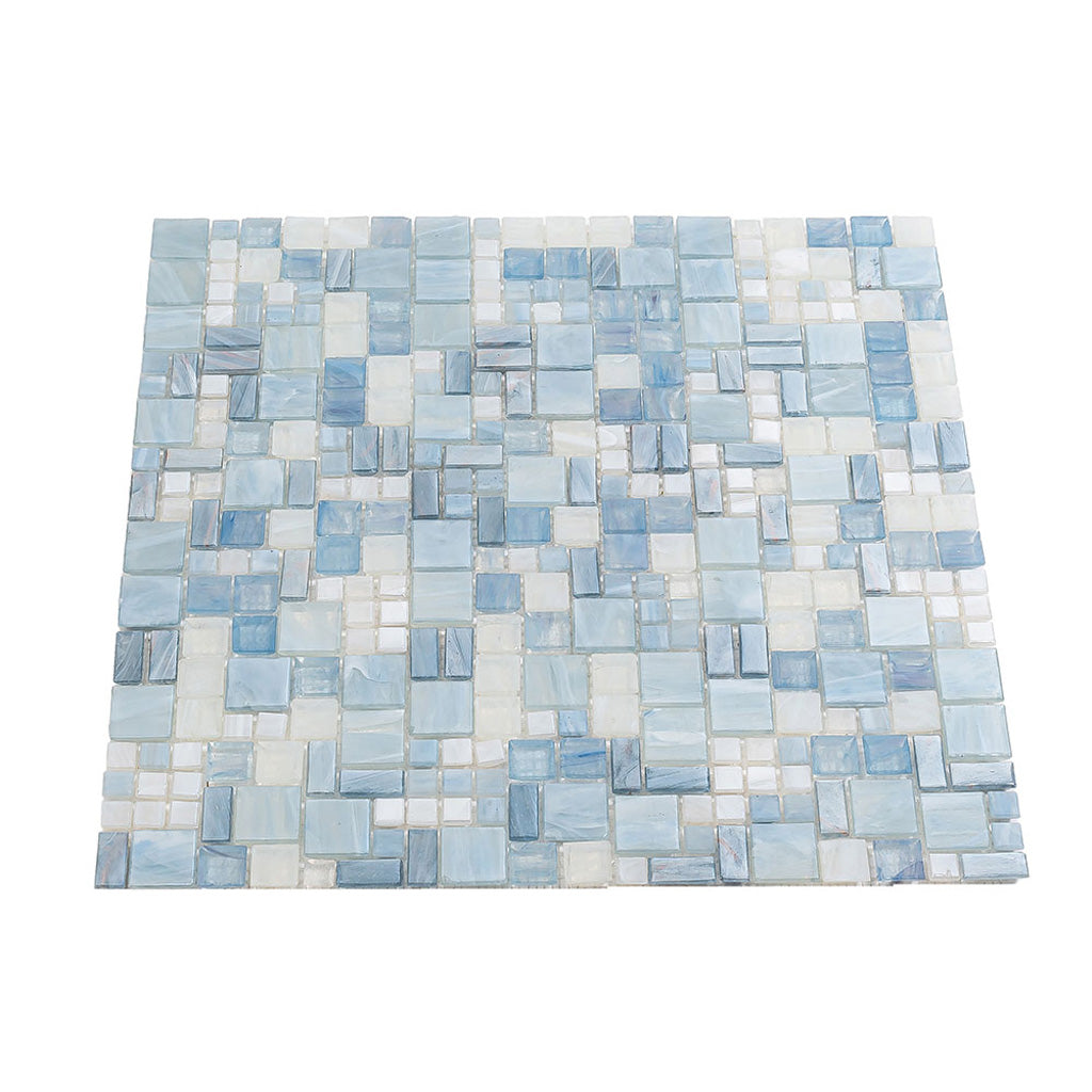 Light Blue 12 x 12 Glossy Glass Mosaic Tile