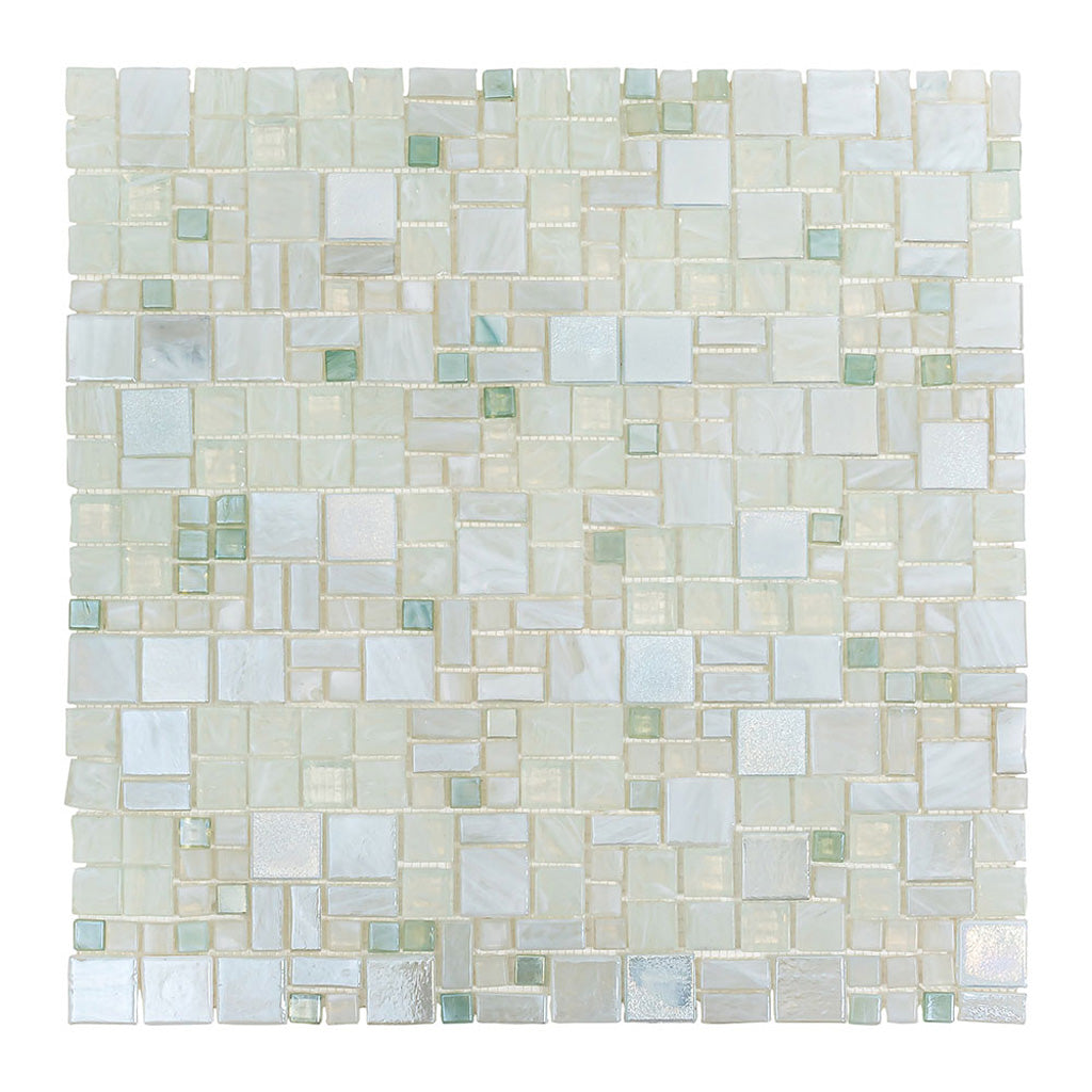 Pearl White 12 x 12 Glossy Glass Mosaic Tile