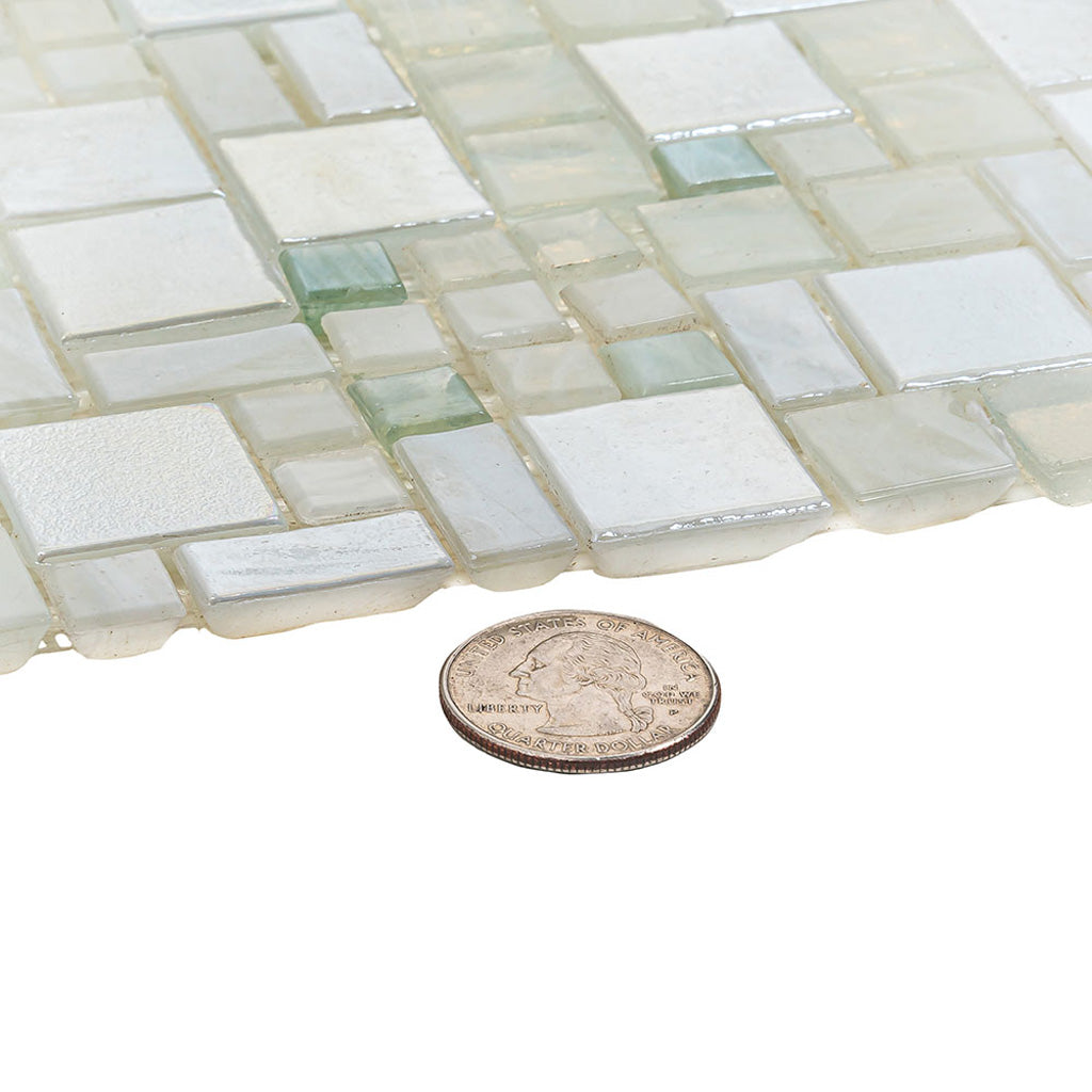 Pearl White 12 x 12 Glossy Glass Mosaic Tile