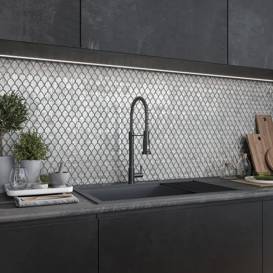 Silver 11 x 11 Glossy Glass Mosaic Tile - Sample