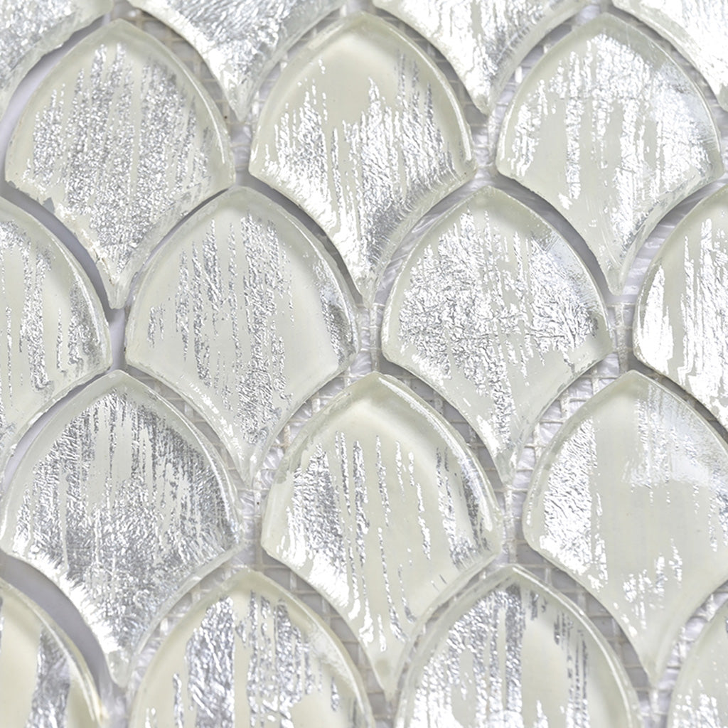 Silver 11 x 11 Glossy Glass Mosaic Tile