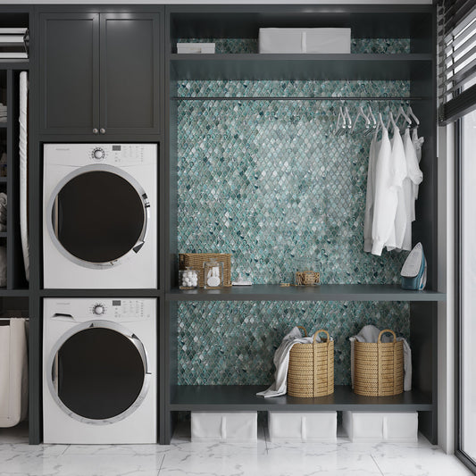 Sea Blue 11 x 11 Glossy Glass Mosaic Tile - Sample