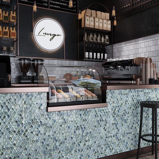 Blue 11 x 11 Glossy Glass Mosaic Tile - Sample