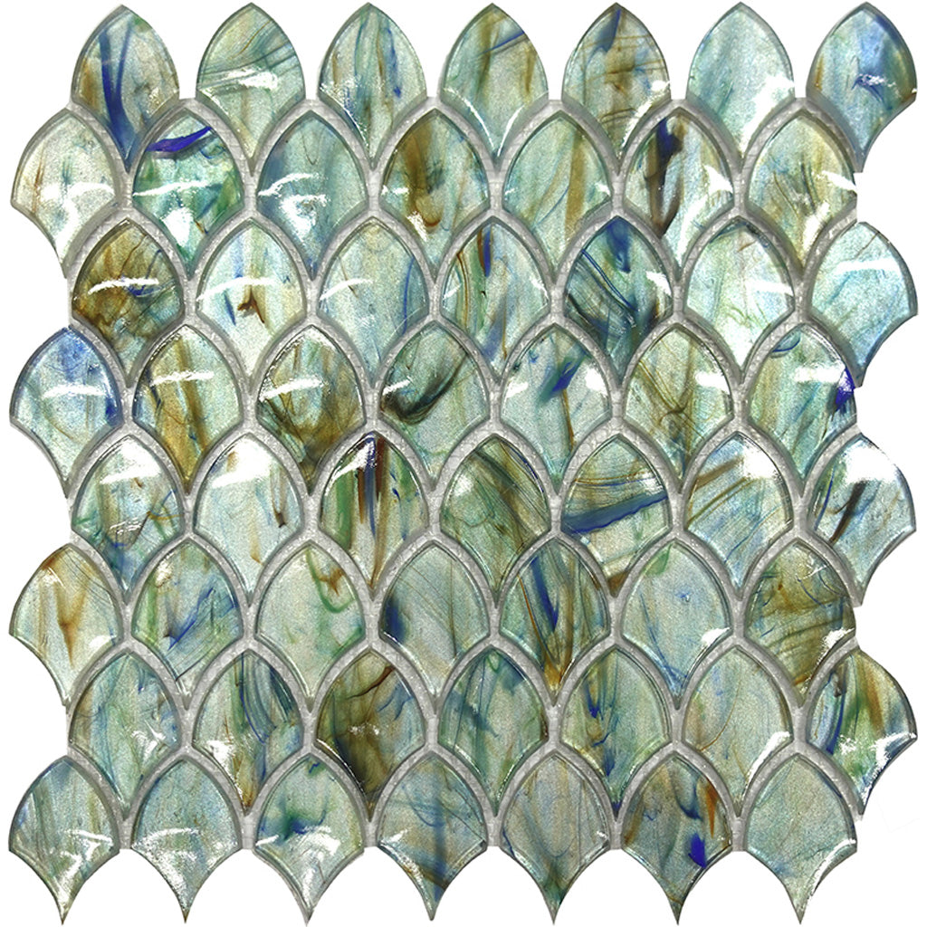 Blue and Silver 11 x 11 Glossy Glass Mosaic Tile