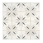 White 12x12 Honed Dolomite, Ice Grey, Ania Black Starburst Mosaic Tile
