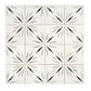 White 12x12 Honed Dolomite, Ice Grey, Ania Black Starburst Mosaic Tile  - Sample
