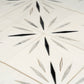 White 12x12 Honed Dolomite, Ice Grey, Ania Black Starburst Mosaic Tile