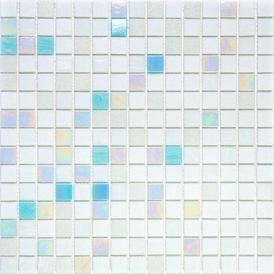 Cotton White 12 x 12 Glossy Glass Mosaic Tile - Sample