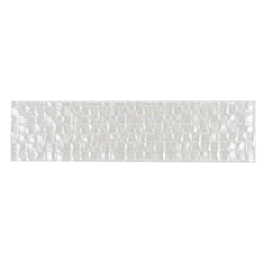 Pearl White 3 x 12 Textured, Glossy Glass Subway Tile