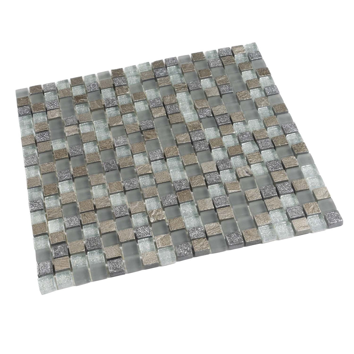 Blue and Gray 12 x 12 Glossy, Foiled Glass, Resin, Stone Mosaic Tile - Sample