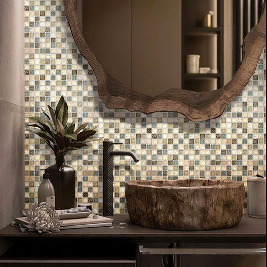 Beige 12 x 12 Polished Glass, Resin, Stone Mosaic Tile - Sample